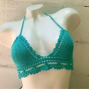 Teal Crochet Halter Top